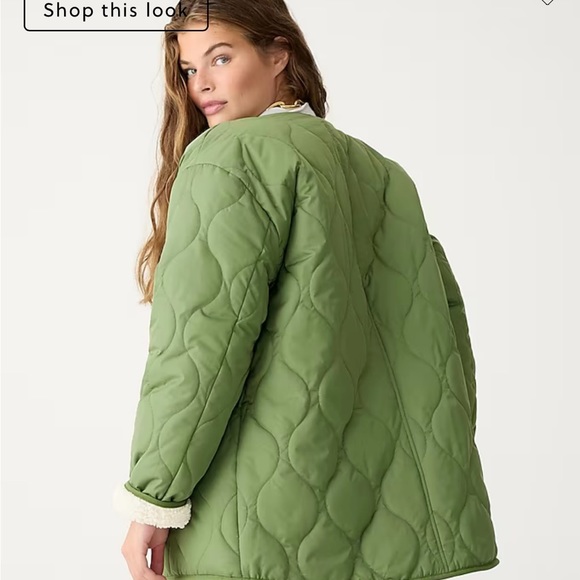 NWT J Crew Reversible Puffer Jacket with Primaloft in utility green - Picture 4 of 7